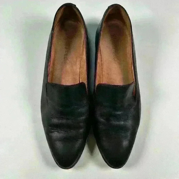 MADEWELL Black Leather Casual Low Block Heel Slip On Loafer Women Size 5.5 - 6 - Picture 2 of 8